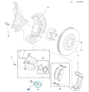 Zestaw uszczelek prowadnic hamulca Insignia B