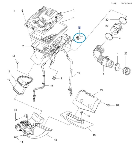 Odbój gumowy obudowy filtra powietrza Insignia A