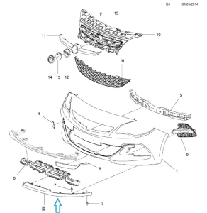 Przedłużenie zderzaka przedniego Astra J 