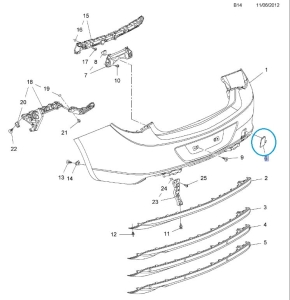 Zaślepka haka holowniczego tylnego zderzaka Astra J Sedan