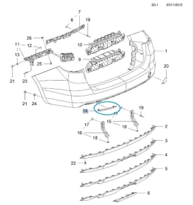 Odblask zderzaka tylnego Astra K