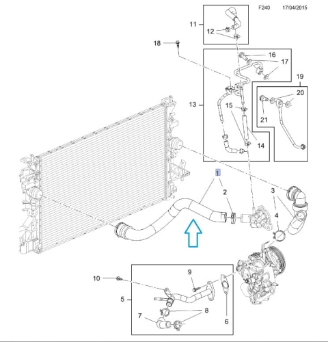 Przewód wlotowy chłodnicy Astra K