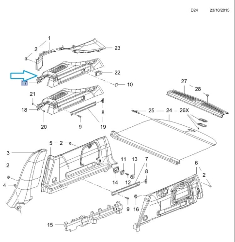 Wykończenie górne tylnej części samochodu Astra K