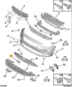 Wypełnienie środkowej kratki przedniego zderzaka 