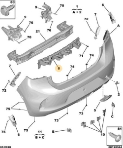 Środkowy wspornik tylnego zderzaka
