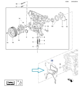Uszczelka przedniej pokrywy pompy oleju Astra J