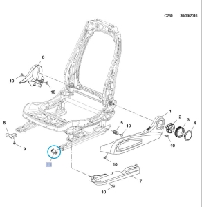 Pokrycie szyny prowadzącej fotela Astra K