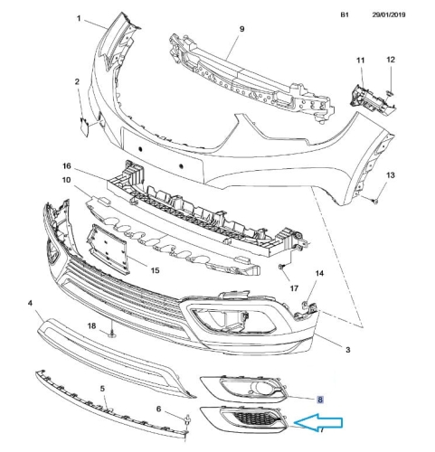 Zaślepka kratki światła przeciwmgielnego