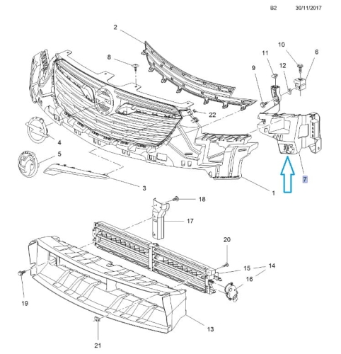 Wspornik przedniego grilla