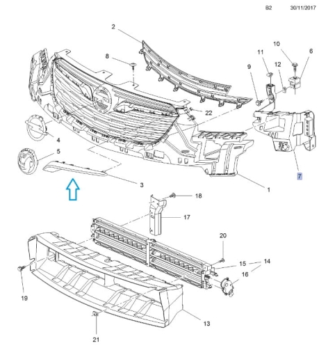 Wypraska przedniego grilla