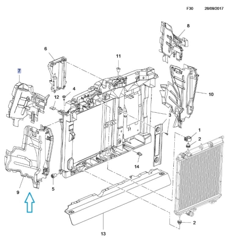 Prowadnica powietrza chłodnicy wody