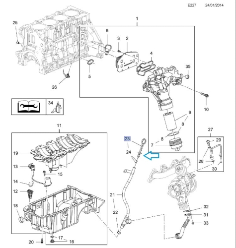 Pręt wskaźnika poziomu oleju 1.6 Turbo