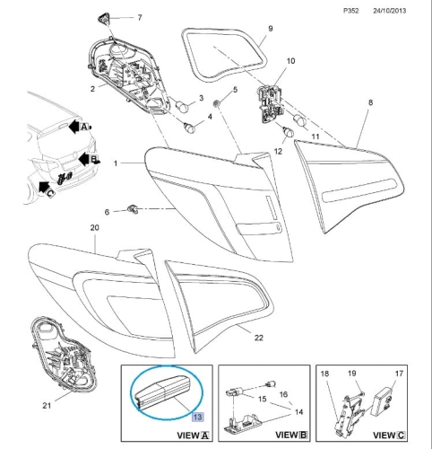 3-cie światło stopu - Opel Meriva B