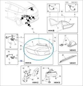 lampa tył w nadwoziu Zafira C lewa