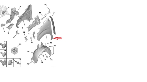 błotnik przedni lewy opel vivaro c, zafira life