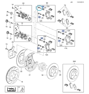 Zestaw prowadnic zacisku hamulcowego tylnego Astra J 