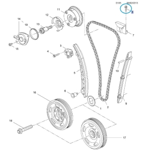 Śruba prowadnicy łańcucha Astra J 1.4