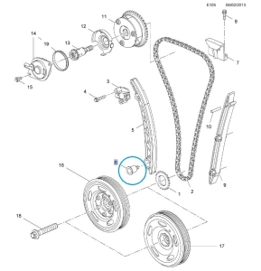 Śruba prowadnicy łańcucha rozrządu Astra J 