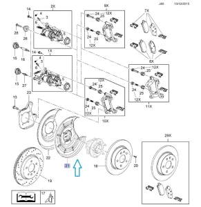 Osłona tylnej tarczy hamulcowej Astra J