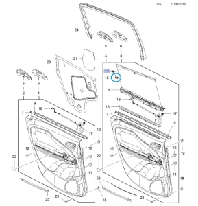 Ustalacz haka rolety przeciwsłonecznej szyby bocznej Zafira C