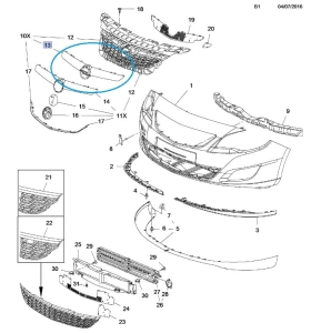 Przednia wypraska kratki chłodnicy  Astra J