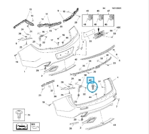 Wspornik wkładki zderzaka tylnego Insignia A