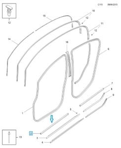 Uszczelka zgarniająca wewn. przednich drzwi Corsa E