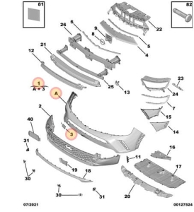 Górna część przedniego zderzaka Mokka 2021