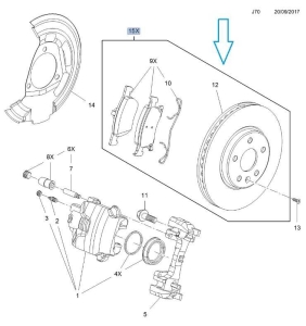 Zestaw hamulcowy przedni Astra K  tarcza 300mm