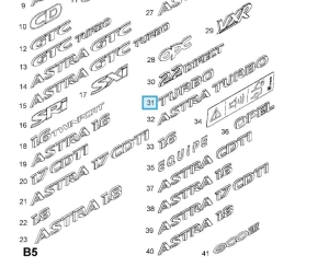 napis na klapę "turbo" astra h