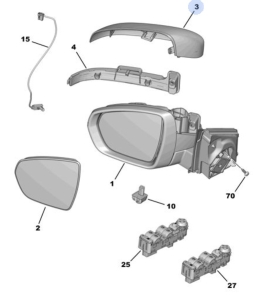 nakładka lusterka wstecznego prawa peugeot 3008 od 2016r.; grandland