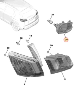 tylne światło przeciwmgielne lewe peugeot 3008 od 2016r.