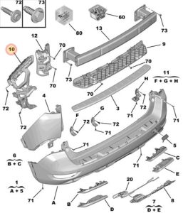 wspornik zderzaka tył peugeot 5008 od 2017r.