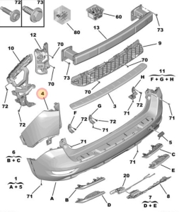 naroże zderzaka tył peugeot 5008 od 2017r.