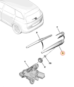 ramię wycieraczki szyby tył peugeot 5008 od 2017r.