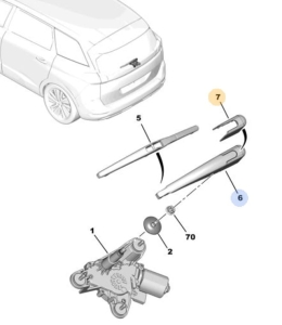 nakładka ramienia wycieraczki szyby tył peugeot 5008 od 2017r. ; 3008 od 2016r.