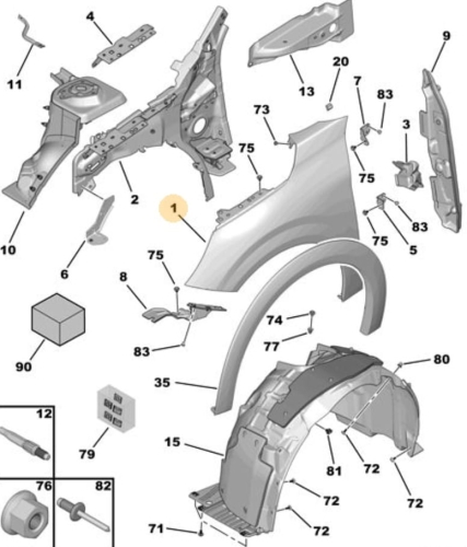 BŁOTNIK PRAWY PRZÓD PEUGEOT 208 OD 2019R