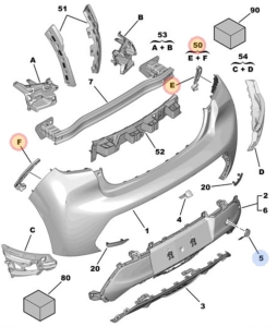 ślizg /wspornik zderzaka tył peugeot 208 od 2019r.
