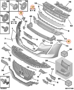 ślizg /wspornik zderzaka przód peugeot 208 od 2019r. 