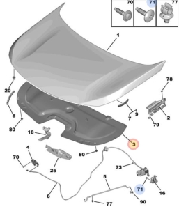 wygłuszenie maski silnika peugeot 3008 od 2016r.;