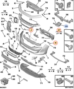 zestaw wsporników/ślizgów zderzaka przód peugeot 508 od 2018r.