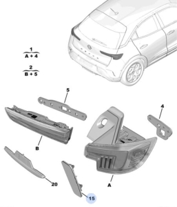 odblask prawy zderzaka tył mokka od 2021r.