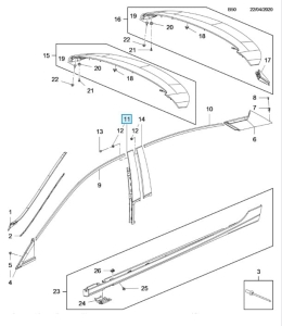 Wypraska ramy szyby drzwi przednich Astra K
