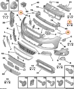 ślizgi zderzaka przód peugeot 308 