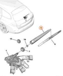 ramię wycieraczki szyby tył peugeot 308 kombi