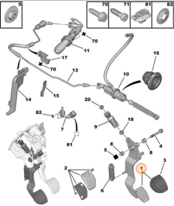 Pedał sprzęgła Peugeot 308