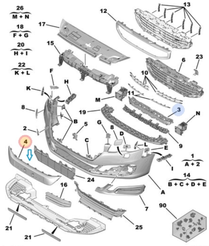 ELEMENT ZDERZAKA PRZEDNIEGO 508