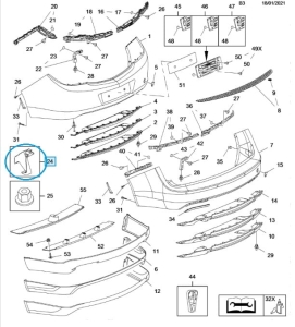 Wspornik zderzaka tylny, dolny Insignia A po 2014