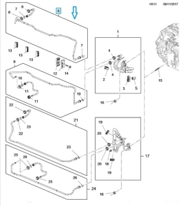 Przewód chłodnicy oleju skrzyni automatycznej Insignia B