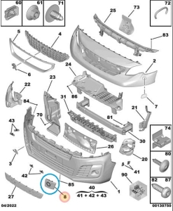 Zaślepka przedniego zderzaka Peugeot Expert 4